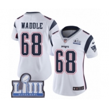 Women's Nike New England Patriots #68 LaAdrian Waddle White Vapor Untouchable Limited Player Super Bowl LIII Bound NFL Jersey