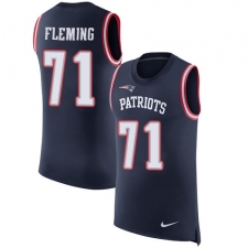 Men's Nike New England Patriots #71 Cameron Fleming Limited Navy Blue Rush Player Name & Number Tank Top NFL Jersey