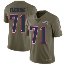 Men's Nike New England Patriots #71 Cameron Fleming Limited Olive 2017 Salute to Service NFL Jersey