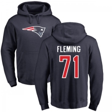 NFL Nike New England Patriots #71 Cameron Fleming Navy Blue Name & Number Logo Pullover Hoodie