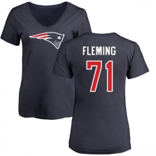 NFL Women's Nike New England Patriots #71 Cameron Fleming Navy Blue Name & Number Logo Slim Fit T-Shirt