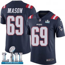 Men's Nike New England Patriots #69 Shaq Mason Limited Navy Blue Rush Vapor Untouchable Super Bowl LII NFL Jersey