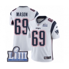 Men's Nike New England Patriots #69 Shaq Mason White Vapor Untouchable Limited Player Super Bowl LIII Bound NFL Jersey