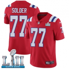 Men's Nike New England Patriots #77 Nate Solder Red Alternate Vapor Untouchable Limited Player Super Bowl LII NFL Jersey