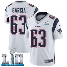 Youth Nike New England Patriots #63 Antonio Garcia White Vapor Untouchable Limited Player Super Bowl LII NFL Jersey