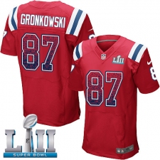 Men's Nike New England Patriots #87 Rob Gronkowski Elite Red Alternate Drift Fashion Super Bowl LII NFL Jersey