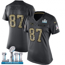 Women's Nike New England Patriots #87 Rob Gronkowski Limited Black 2016 Salute to Service Super Bowl LII NFL Jersey