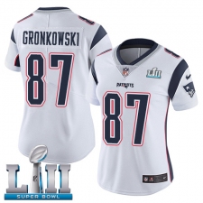 Women's Nike New England Patriots #87 Rob Gronkowski White Vapor Untouchable Limited Player Super Bowl LII NFL Jersey
