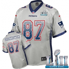Youth Nike New England Patriots #87 Rob Gronkowski Elite Grey Drift Fashion Super Bowl LII NFL Jersey
