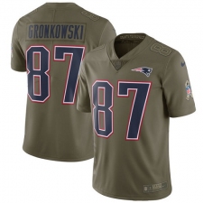 Youth Nike New England Patriots #87 Rob Gronkowski Limited Olive 2017 Salute to Service NFL Jersey