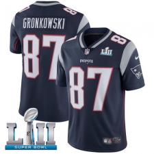 Youth Nike New England Patriots #87 Rob Gronkowski Navy Blue Team Color Vapor Untouchable Limited Player Super Bowl LII NFL Jersey