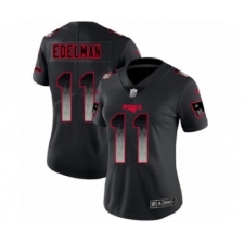 Women's New England Patriots #11 Julian Edelman Limited Black Smoke Fashion Football Jersey