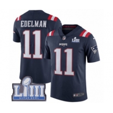 Youth Nike New England Patriots #11 Julian Edelman Limited Navy Blue Rush Vapor Untouchable Super Bowl LIII Bound NFL Jersey