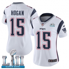Women's Nike New England Patriots #15 Chris Hogan White Vapor Untouchable Limited Player Super Bowl LII NFL Jersey