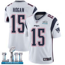 Youth Nike New England Patriots #15 Chris Hogan White Vapor Untouchable Limited Player Super Bowl LII NFL Jersey