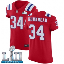 Men's Nike New England Patriots #34 Rex Burkhead Red Alternate Vapor Untouchable Elite Player Super Bowl LII NFL Jersey