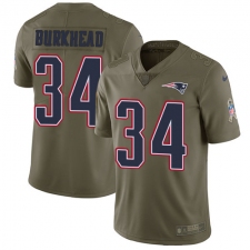 Youth Nike New England Patriots #34 Rex Burkhead Limited Olive 2017 Salute to Service NFL Jersey