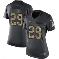 Women's Nike New Orleans Saints #29 John Kuhn Limited Black 2016 Salute to Service NFL Jersey