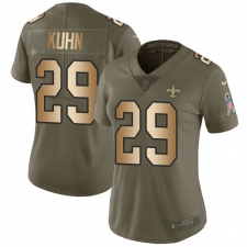 Women's Nike New Orleans Saints #29 John Kuhn Limited Olive/Gold 2017 Salute to Service NFL Jersey