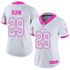 Women's Nike New Orleans Saints #29 John Kuhn Limited White/Pink Rush Fashion NFL Jersey
