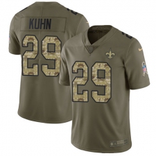 Youth Nike New Orleans Saints #29 John Kuhn Limited Olive/Camo 2017 Salute to Service NFL Jersey