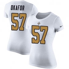 Women's Nike New Orleans Saints #57 Alex Okafor White Rush Pride Name & Number T-Shirt