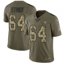 Youth Nike New Orleans Saints #64 Zach Strief Limited Olive/Camo 2017 Salute to Service NFL Jersey