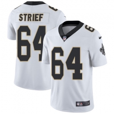 Youth Nike New Orleans Saints #64 Zach Strief White Vapor Untouchable Limited Player NFL Jersey
