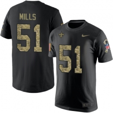 Nike New Orleans Saints #51 Sam Mills Black Camo Salute to Service T-Shirt
