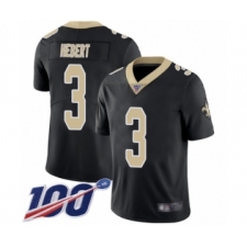 Men's New Orleans Saints #3 Bobby Hebert Black Team Color Vapor Untouchable Limited Player 100th Season Football Jersey