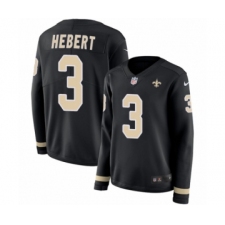 Women's Nike New Orleans Saints #3 Bobby Hebert Limited Black Therma Long Sleeve NFL Jersey
