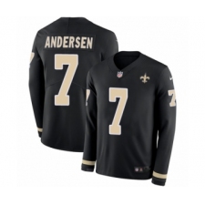 Men's Nike New Orleans Saints #7 Morten Andersen Limited Black Therma Long Sleeve NFL Jersey