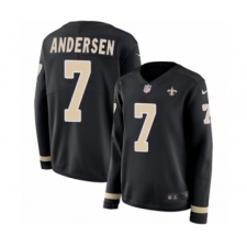 Women's Nike New Orleans Saints #7 Morten Andersen Limited Black Therma Long Sleeve NFL Jersey