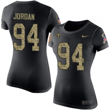 Women's Nike New Orleans Saints #94 Cameron Jordan Black Camo Salute to Service T-Shirt