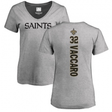 NFL Women's Nike New Orleans Saints #32 Kenny Vaccaro Ash Backer V-Neck T-Shirt
