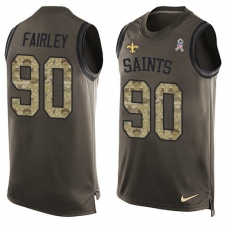 Men's Nike New Orleans Saints #90 Nick Fairley Limited Green Salute to Service Tank Top NFL Jersey