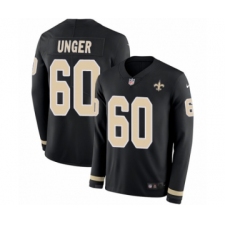 Men's Nike New Orleans Saints #60 Max Unger Limited Black Therma Long Sleeve NFL Jersey