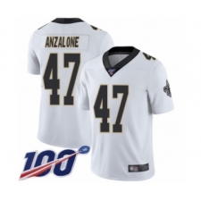 Men's New Orleans Saints #47 Alex Anzalone White Vapor Untouchable Limited Player 100th Season Football Jersey