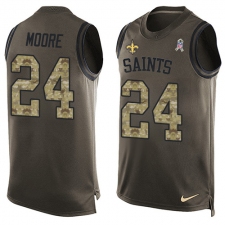 Men's Nike New Orleans Saints #24 Sterling Moore Limited Green Salute to Service Tank Top NFL Jersey