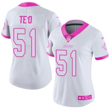 Women's Nike New Orleans Saints #51 Manti Te'o Limited White/Pink Rush Fashion NFL Jersey