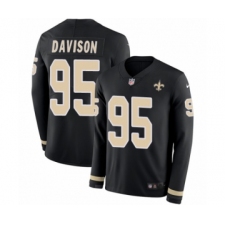 Men's Nike New Orleans Saints #95 Tyeler Davison Limited Black Therma Long Sleeve NFL Jersey