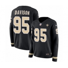 Women's Nike New Orleans Saints #95 Tyeler Davison Limited Black Therma Long Sleeve NFL Jersey