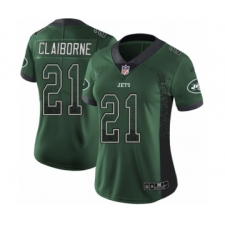 Women's Nike New York Jets #21 Morris Claiborne Limited Green Rush Drift Fashion NFL Jersey