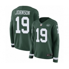 Women's Nike New York Jets #19 Keyshawn Johnson Limited Green Therma Long Sleeve NFL Jersey