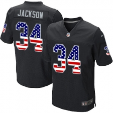 Men's Nike Oakland Raiders #34 Bo Jackson Elite Black Home USA Flag Fashion NFL Jersey