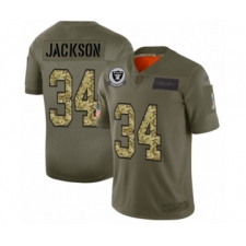 Men's Oakland Raiders #34 Bo Jackson 2019 Olive Camo Salute to Service Limited Jersey