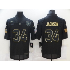 Men's Oakland Raiders #34 Bo Jackson Black Nike 2020 Salute To Service Limited Jersey