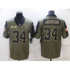 Men's Oakland Raiders #34 Bo Jackson Nike Olive 2021 Salute To Service Limited Player Jersey