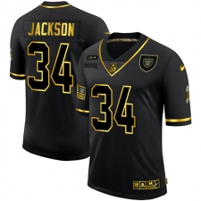 Men's Oakland Raiders #34 Bo Jackson Olive Gold Nike 2020 Salute To Service Limited Jersey