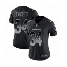 Women's Oakland Raiders #34 Bo Jackson Black Smoke Fashion Limited Player 100th Season Football Jersey